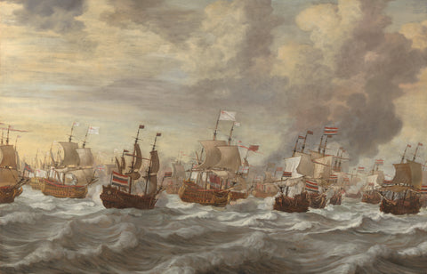 Episode from the Four Days' Naval Battle (11-14 June 1666), Willem van de Velde (I) (attributed to), in or after 1666 - in or before 1672 Canvas Print