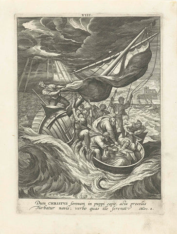 Storm on the Sea of Galilee, Adriaen Collaert, 1583 - 1588 Canvas Print