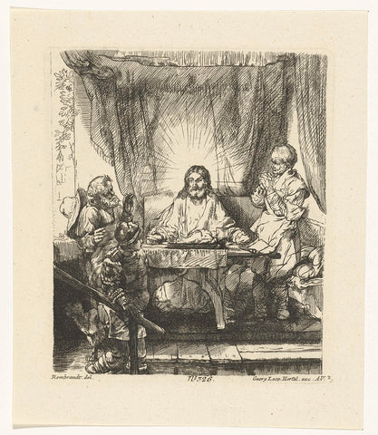 Christ at Emmaus: the larger plate, anonymous, Georg Leopold Hertel, 1750 - 1778 Canvas Print