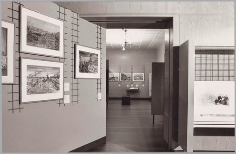 Room with drawings next to view to another room, c. 1990 Canvas Print