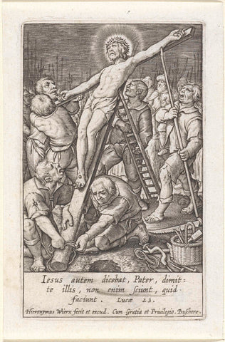 Kruisoprichting, Hieronymus Wierix, 1563 - before 1619 Canvas Print