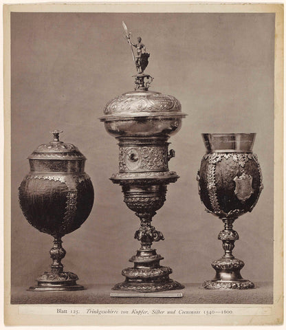 Beverage set of silver, copper and coconut, anonymous, 1869 - 1887 Canvas Print