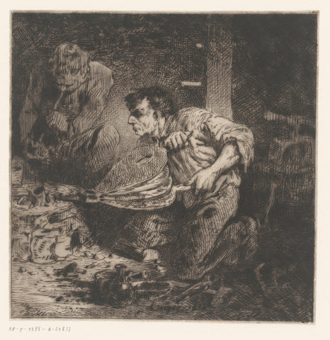 Smid met blaasbalg, Charles Emile Jacque (attributed to), 1848 Canvas Print