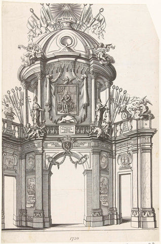 Triumphal arch with portrait of Emperor Charles VI, erected on the occasion of the jubilee of the Blessed Sacrament of the Miracle, 1720, anonymous, 1720 Canvas Print