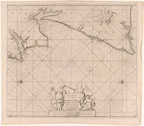 Nautical chart of part of the coast of Portugal, Jan Luyken, 1681 - 1803 Canvas Print