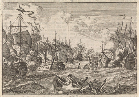 Battle of Solebay, 1672, Caspar Luyken, 1698 Canvas Print