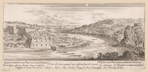 View of Lyon in a bend of the Saône, Israel Silvestre, 1631 - 1691 Canvas Print