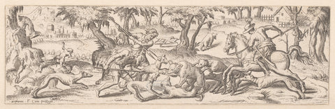 Hunting bears, Etienne Delaune, 1528 - 1583 Canvas Print