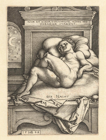 Naked Woman Sleeping as the Night, Hans Sebald Beham, 1548 Canvas Print