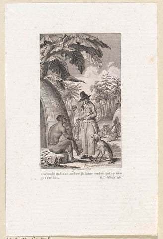 Reinhart and the original occupant of Dutch Guiana have a conversation in front of his house, Reinier Vinkeles (I), 1791 - 1798 Canvas Print