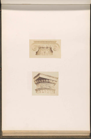 Capital (right) and façade decoration of the Bibliothèque Impériale of the Palais du Louvre, Édouard Denis Baldus, anonymous, c. 1855 - c. 1857 Canvas Print