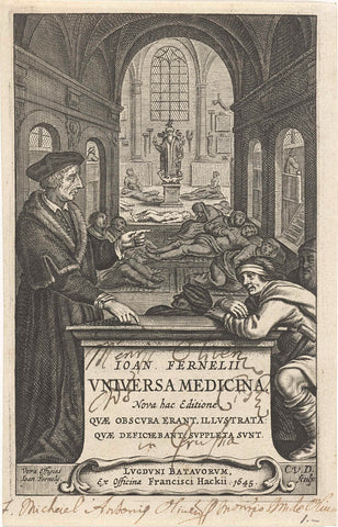 Geneesheer Johannes Fernelius spreekt tot zieke in ziekenzaal waar zieken op de grond liggen, Cornelis van Dalen (I), 1645 Canvas Print