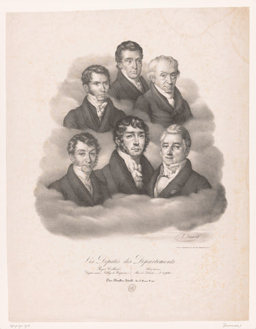 Six portraits of members of the French Parliament, L. Desmarais, c. 1827 Canvas Print