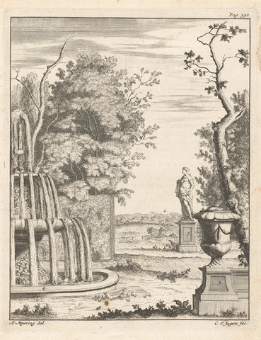 Landschap met klassieke beelden, Cornelis van Jagen, 1706 - 1744 Canvas Print