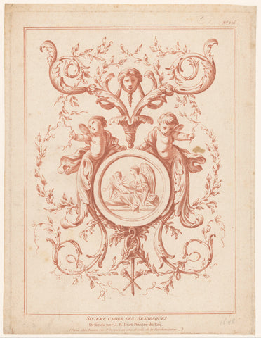 Medallion and putti, anonymous, 1770 - 1780 Canvas Print