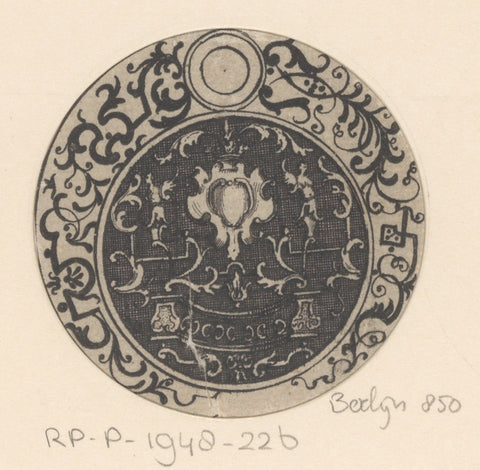 Circle filling with cartouche and braiding, anonymous, in or after 1703 Canvas Print