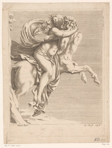 Deïanira by Nessus kidnaps, Gérard Audran, 1650 - 1703 Canvas Print