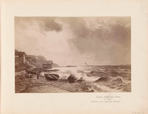 Photo reproduction of the painting Annalkande storm: motiv fran Bohulän by Edv. Bergh, anonymous, 1850 - 1876 Canvas Print