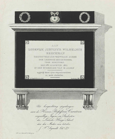 Tomb monument for Lodewijk J.W. Beeckman, 1832, anonymous, 1832 Canvas Print