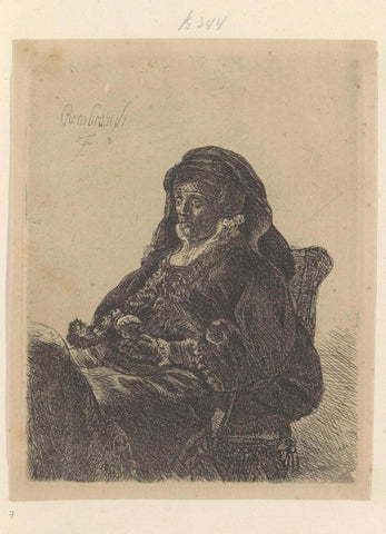 Rembrandt's mother as a widow with black gloves, Rembrandt van Rijn (school of), 1807 - 1808 Canvas Print