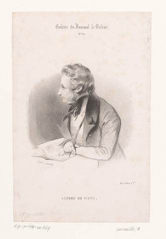 Portrait of Alfred de Vigny, Émile Lassalle, 1840 Canvas Print