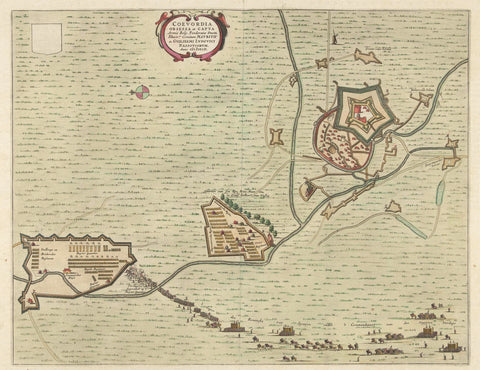 Map of the besieged Coevorden, 1592, anonymous, 1647 - 1649 Canvas Print