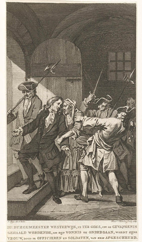 Mayor Westerwijk in Goes led out of prison, 1692, Reinier Vinkeles (I), 1785 Canvas Print