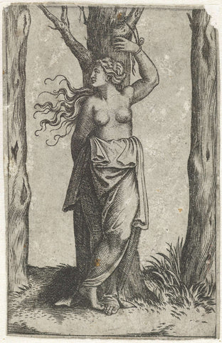 Saint Agatha tied to tree, Marcantonio Raimondi, 1500 - 1575 Canvas Print