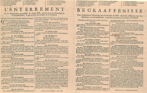 Text sheet accompanying the cartoon with the funeral of the monarchy of Louis XIV, 1695, Pierre Du Pré, 1695 Canvas Print