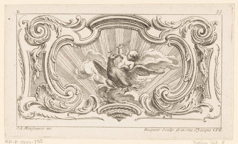 Putto on eagle, Gabriel Huquier, 1738 - 1749 Canvas Print