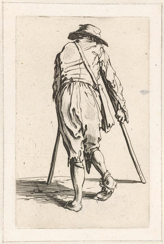 Beggar with crutches, seen on the back, Jacques Callot, 1622 - 1623 Canvas Print