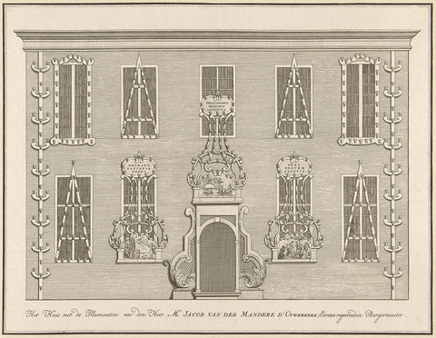 Illumination on the house of J. van der Mandere d'Ouwerkerk, 1751, anonymous, 1753 Canvas Print