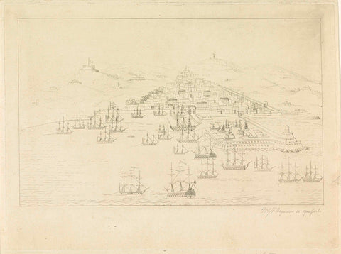 Location of the British and Dutch ships during the bombardment of Algiers, 1816, Willem George Frederik Heijmans, 1816 Canvas Print