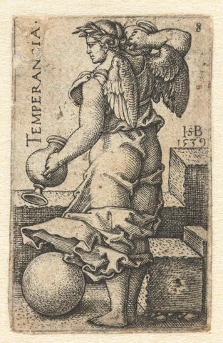 Temperance (Temperancia), Hans Sebald Beham, 1539 Canvas Print