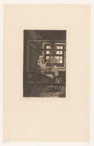 Weaving woman with a loom, François Bonvin, 1861 - 1871 Canvas Print