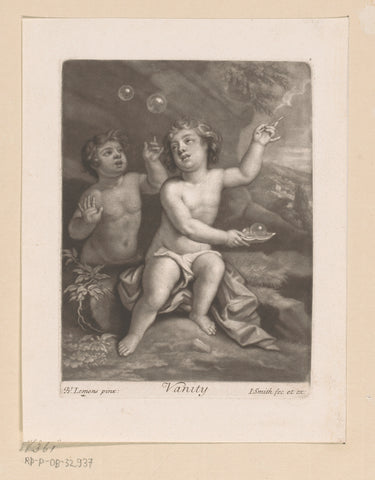 Two putti make soap bubbles, John Smith (printmaker/ publisher), 1662 - 1742 Canvas Print