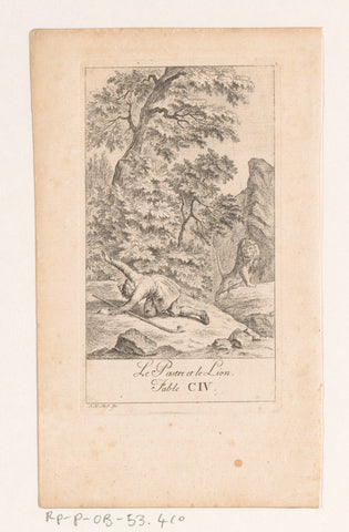 Fabel van de herder en de leeuw, Johann Heinrich Meil (der Ältere), 1758 Canvas Print