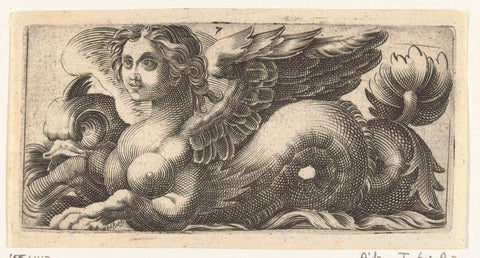 Sphinx with a fishtail, Adam Fuchs, c. 1526 - 1606 Canvas Print