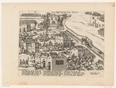 Raid on the fortress and city of Han, 1595, Frans Hogenberg (workshop or), 1595 - 1597 Canvas Print