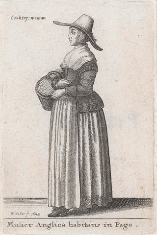 Mulier Anglica Habitans in Pago / Country woman, Wenceslaus Hollar, 1643 Canvas Print