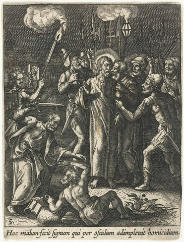 Judas Kiss and Arrest of Christ, Adriaen Collaert, 1570 - 1618 Canvas Print