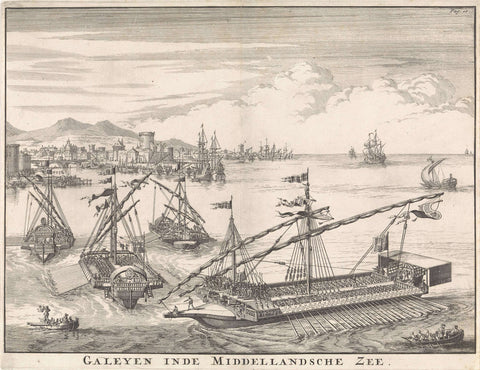 Galleyen in the Mediterranean, Jan Luyken, 1697 Canvas Print