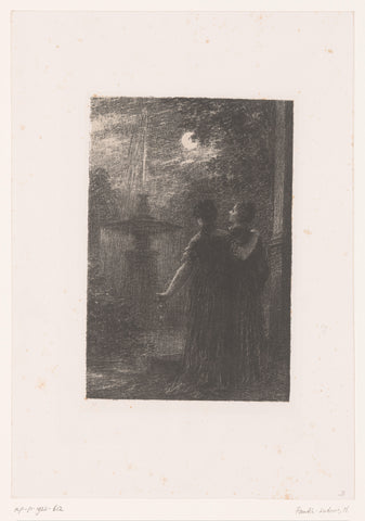 Héro and Ursule at a fountain in the moonlight, Henri Fantin-Latour, 1888 Canvas Print