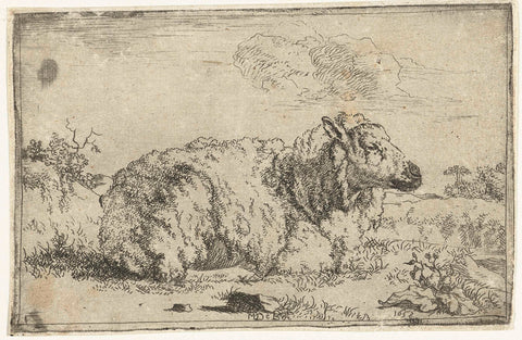 Resting sheep, and profil, Marcus de Bye, 1657 Canvas Print
