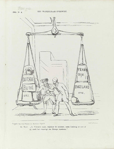 Cartoon on Minister Cremers, 1865, Johan Michaël Schmidt Crans, 1865 Canvas Print