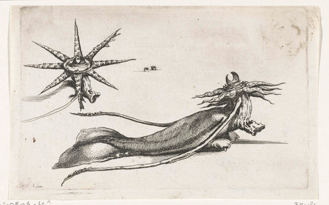 Sea monster caught between Scheveningen and Katwijk, 1661, Salomon Savery (attributed to), 1661 Canvas Print