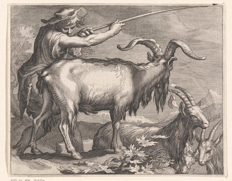 Goat herder with goats, Boëtius Adamsz. Bolswert, 1611 Canvas Print