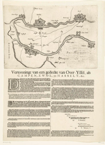 Map of the region between Kampen, Zwolle and Hasselt, 1657, anonymous, 1657 Canvas Print