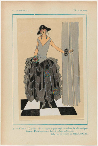 Très Parisien, 1923, No. 5: 2. - VENICE. - Corselet de drap d'argent..., anonymous, 1923 Canvas Print