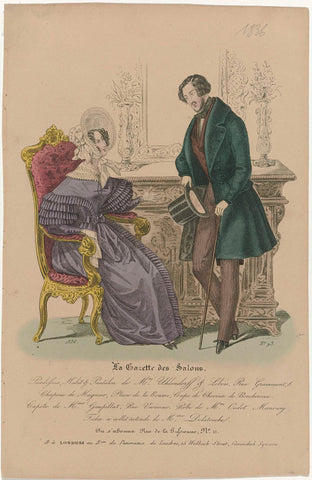 La Gazette des Salons, 1836, No. 93: Pardessus, Habit & Pantalon (...), Eugène Mondain, 1836 Canvas Print